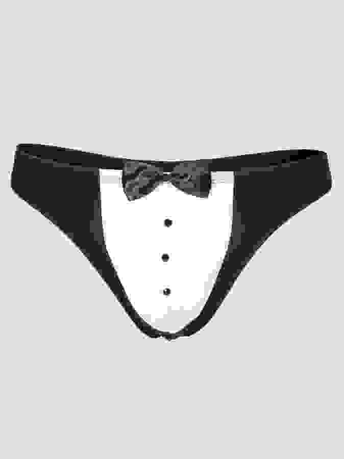 LHM Tuxedo Men's Thong, Black, hi-res